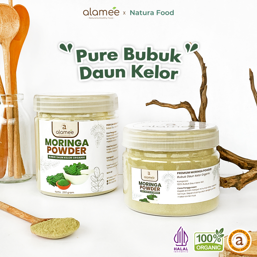 

ALAMEE Bubuk Minuman Daun Kelor Moringa Powder Serbuk Daun Kelor Herbal Tanpa Gula 250gr
