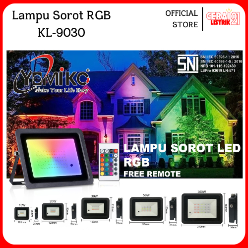 GL21 - LAMPU SOROT LED BODY MINI Merk YOMIKO - RGB + Remot