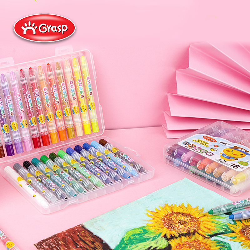 

GRASP Silky Crayon Pastel Minyak 12/18/24/36 Warna Krayon Anak Oil Pastel Lukis Oil Stick Warna Halus Tidak Kotor Putar OP001