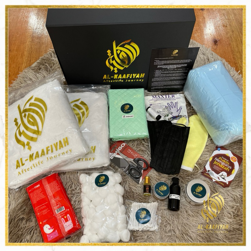Al-Kaafiyah Afterlife Journey set perlengkapan Jenazah, set kain kafan lengkap untuk perempuan dan l