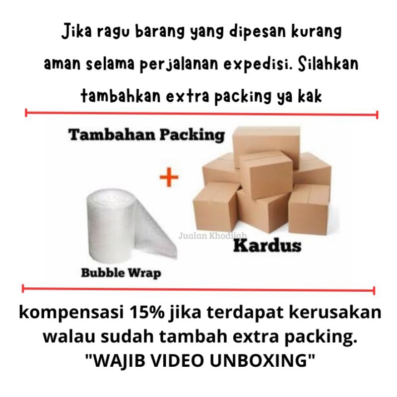 

Tambahan Extra Packing - Terlebih untuk produk botol Kaca - Extra Bubble wrap dan dus
