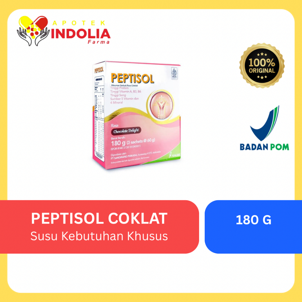 

Susu Peptisol Coklat 180g – Susu Medis untuk Pencernaan & Pasca Operasi