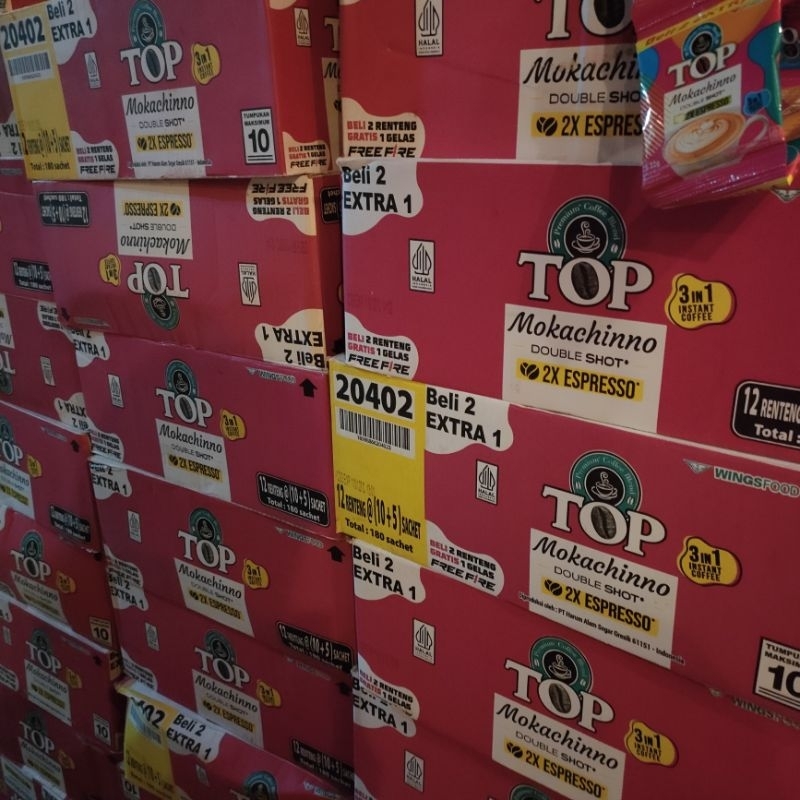 

Kopi Top Mokachinno - 1 box isi 12 renteng (@15 sachet)- 180 sachet - Mochacinno - Mochacino