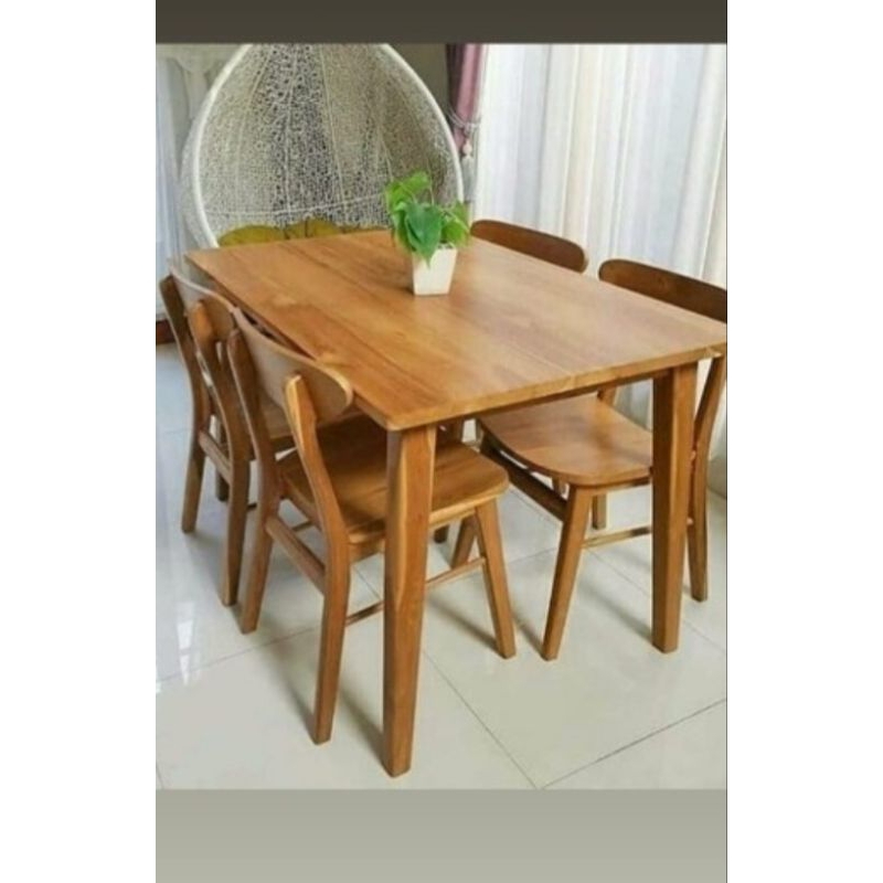 DINING TABLE SET SOLID WOOD DINING TABLE KAYU DINING TABLE SET JATI