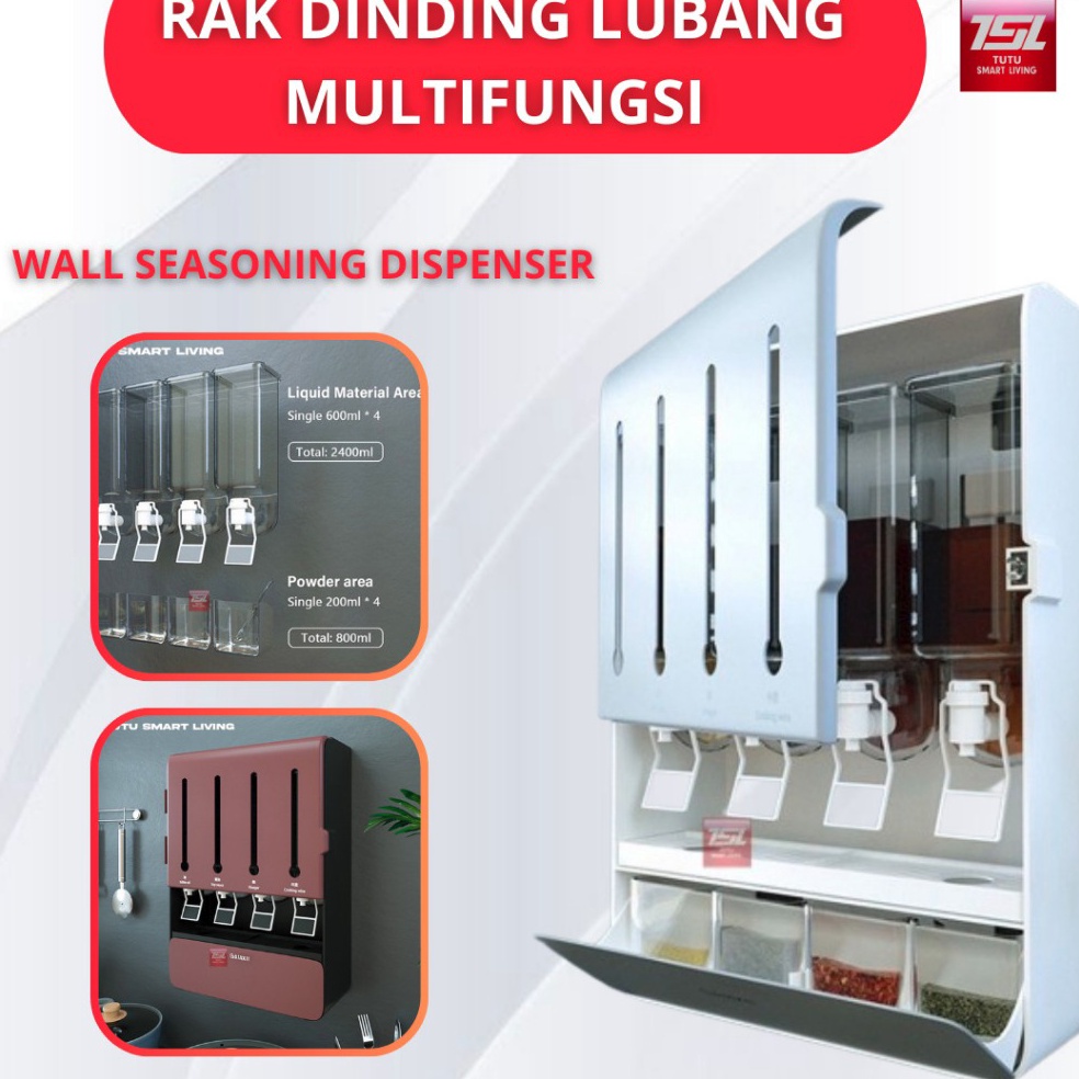 Diminati TUTU Tempat Rak Bumbu Dapur Gantung  Dispenser Kotak Bumbu Dapur Tempel Dinding Minyak Saus
