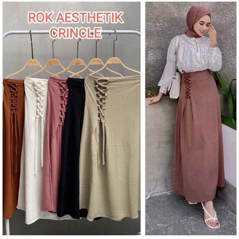 Murah Meriah ROK AESTHETIC  ROK SIMPUL TALI CRINKLE AIRFLOW