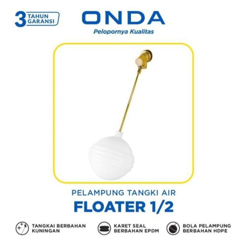 Pelampung Otomatis Kuningan Sensor Tangki/Toren 1/2" ONDA