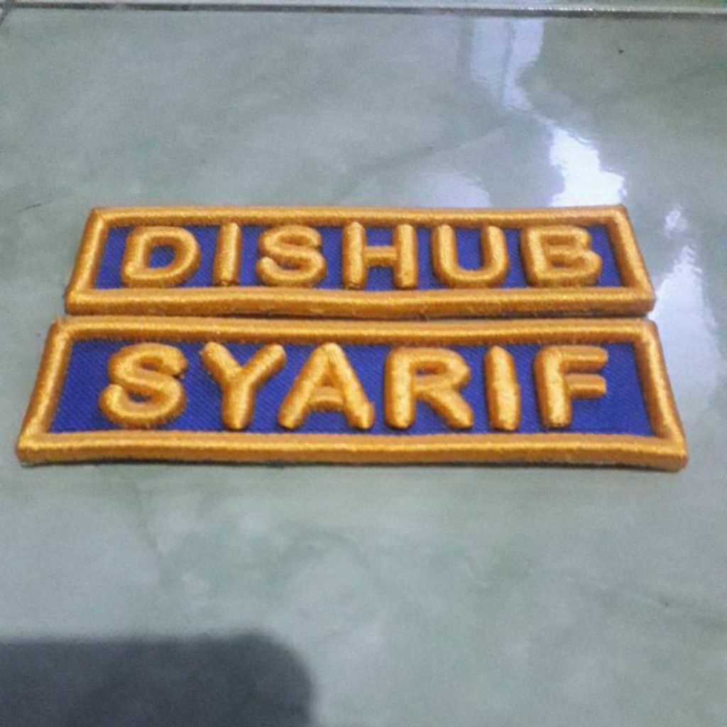 Bordir nama timbul/tulisan dishub timbul bordir komputer