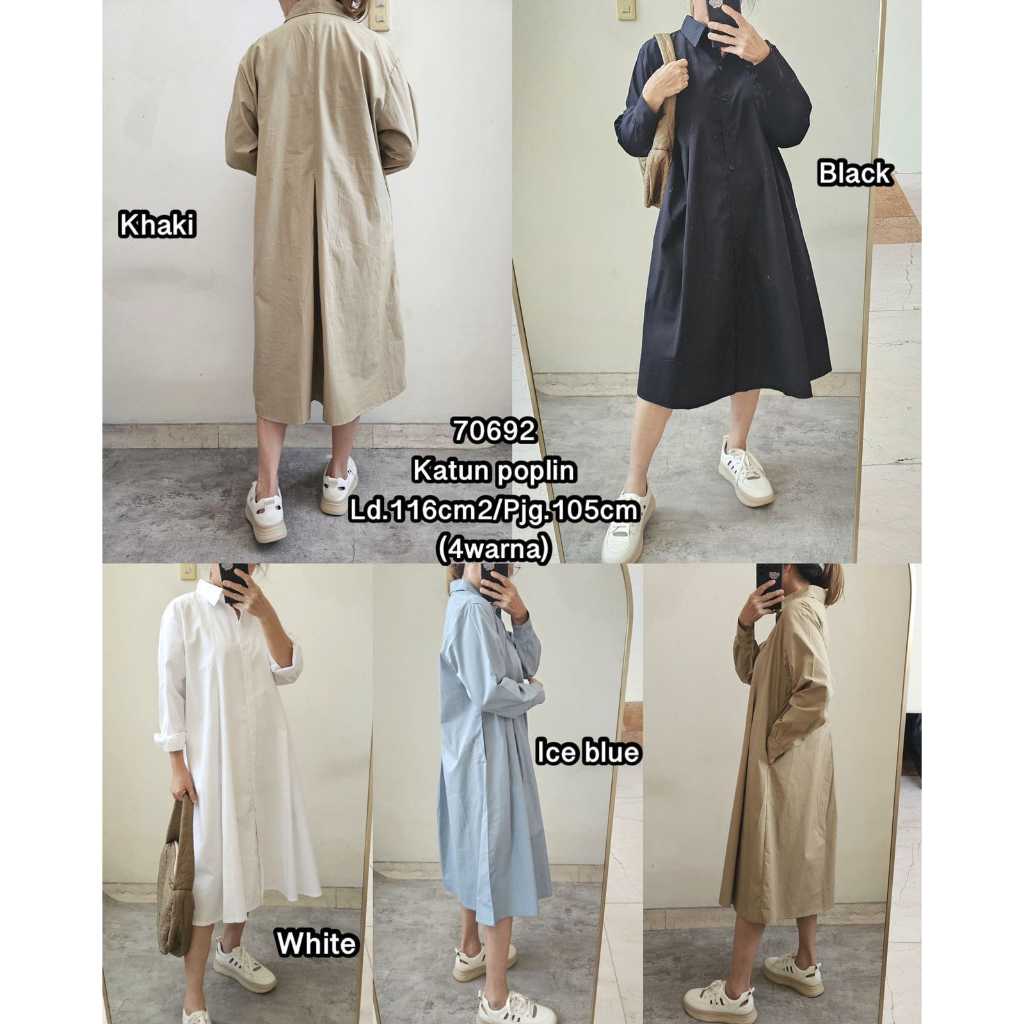 Atasan tunik polos katun poplin