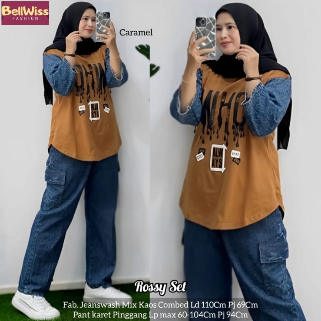ROSSY SET SETELAN JEANS WANITA SETELAN WANITA KEKINIAN SETELAN WANITA PREMIUM SET JEANS