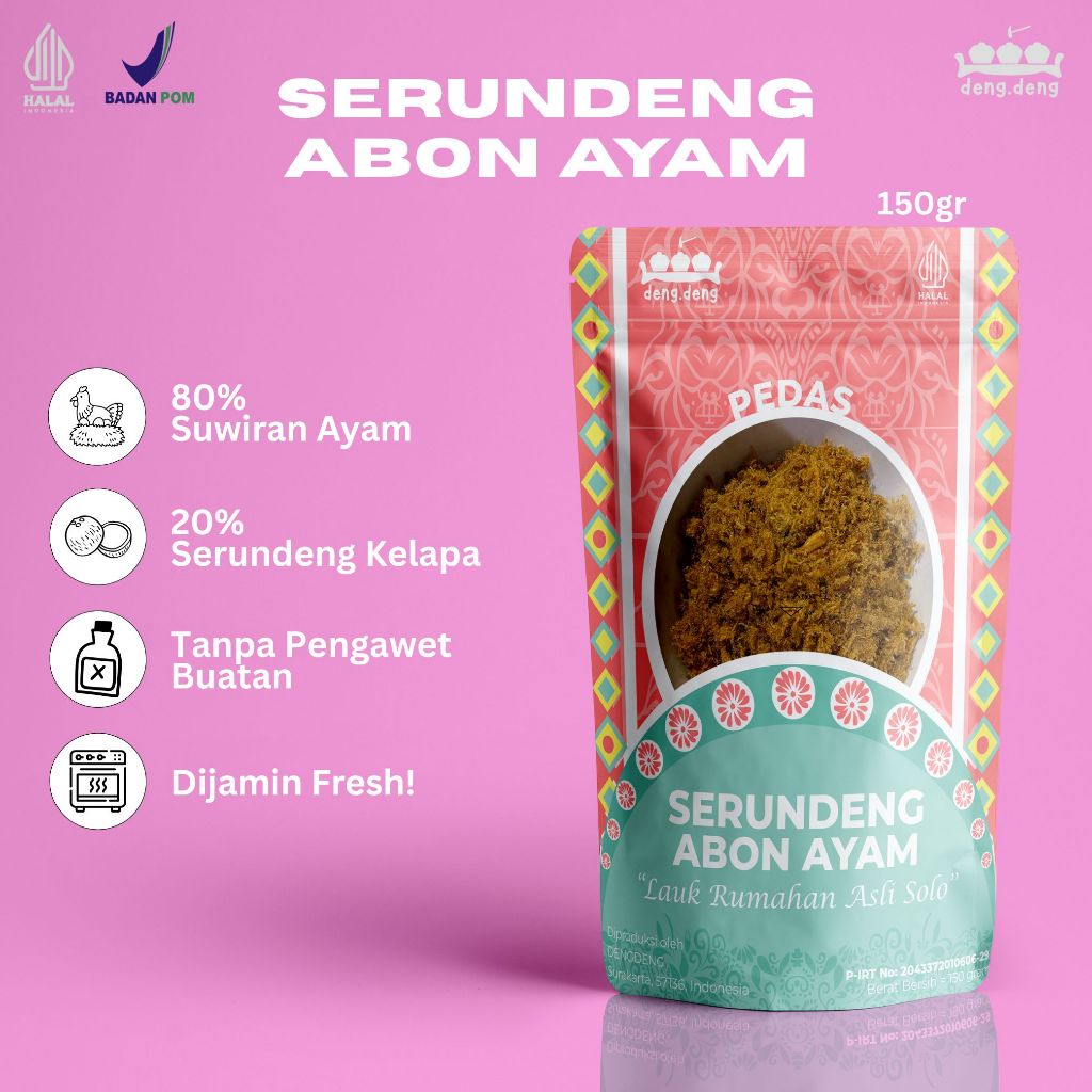 

Dengdeng Serundeng Abon Ayam Pedas Lauk Makanan Instan Asli Solo 150 Gr