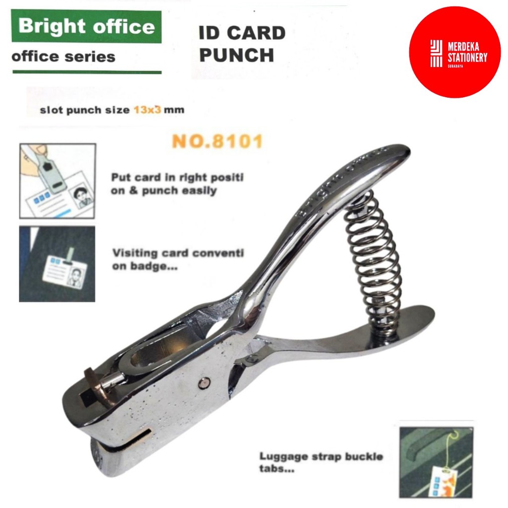 

Punch/Pembolong/Pelubang/Perforator/Porforator Kertas ID Card/IDCard Oval Punch No. 8101 Bright Office 1 lubang