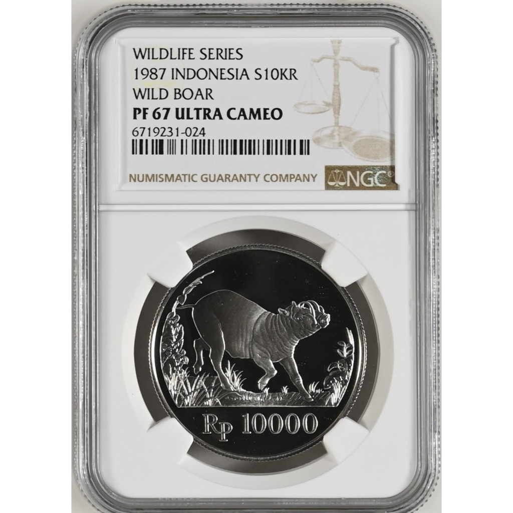 Koin Perak Bank Indonesia Babirusa NGC PF67 Ultra Cameo