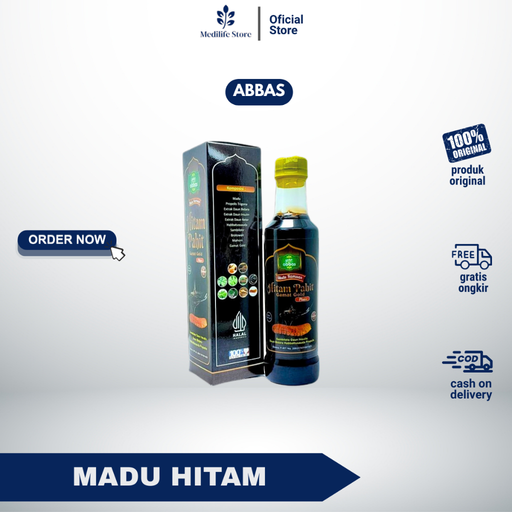 

MADU HITAM PAHIT ABBAS + GAMAT - madu herbal stamina pria | rasa pahit khas & khasiat kuat | original ABBAS 100%