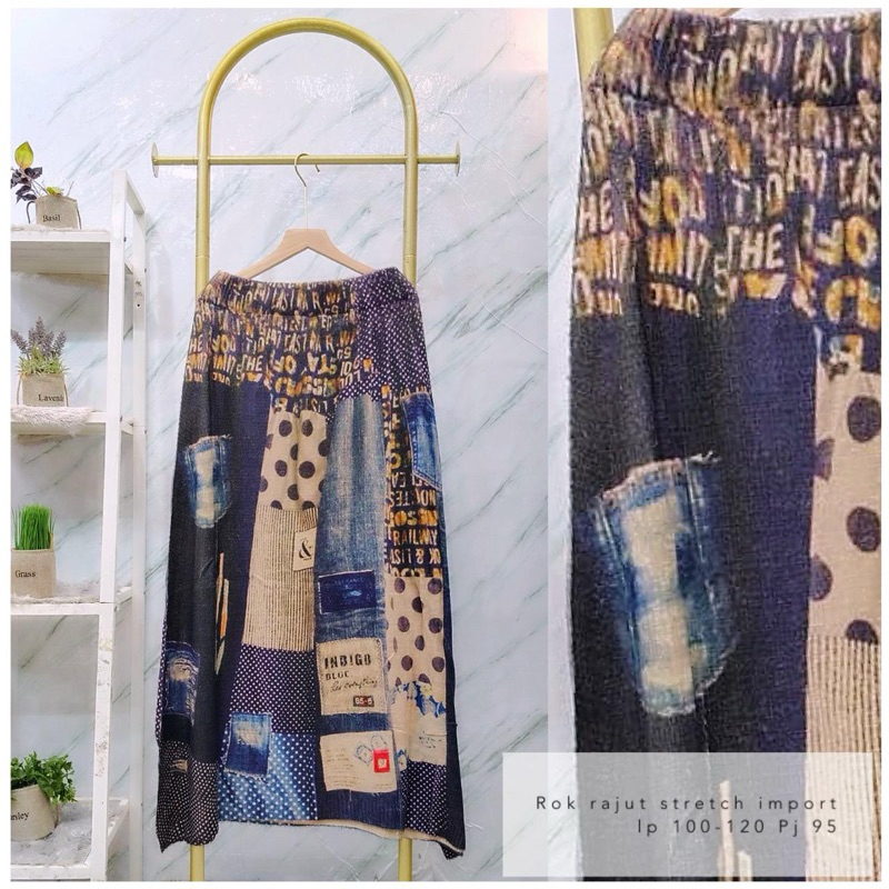 rok rajut premium motif polkadot lp 120