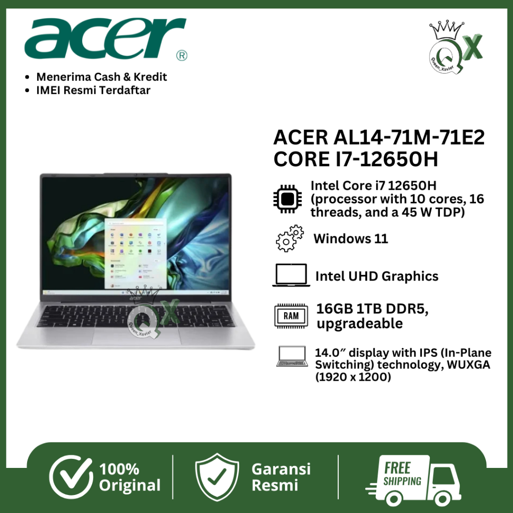LAPTOP Acer Aspire Lite 14 AL14 71M 71E2 Core i7 12650H 16GB SSD 1TB Win11 OHS