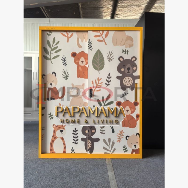Lemari Baju Anak Plat Besi Jumbo 2&3 Pintu - Lemari Pakaian Bermotif - Medan