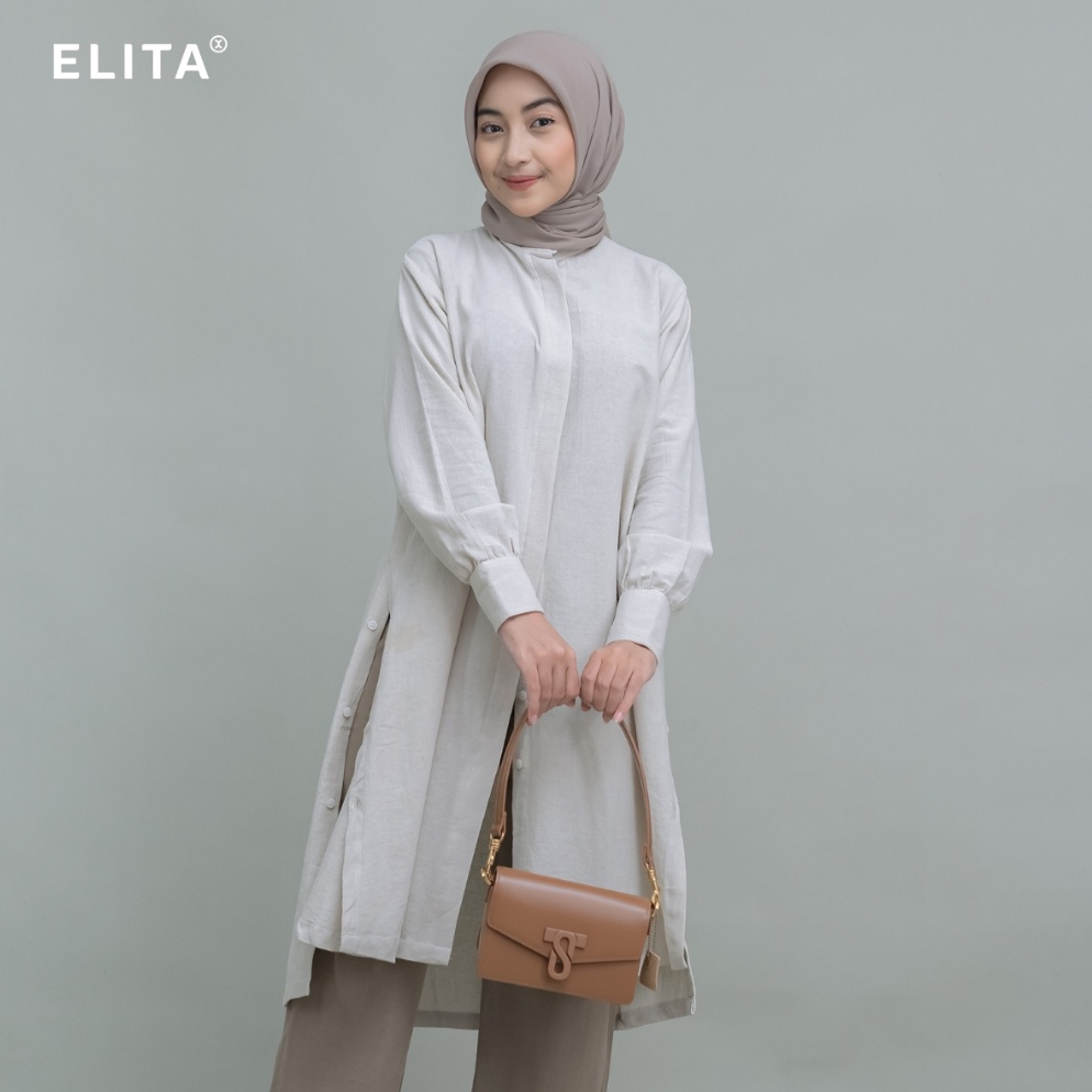 Baru ELITA KAMALA Tunik Linen Atasan Wanita Tunik Linen Tunik Wanita