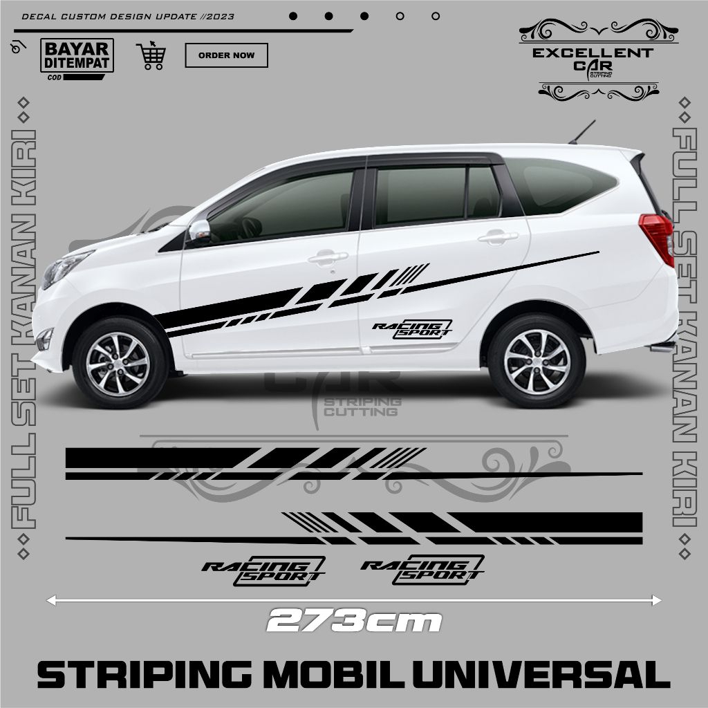 Sticker mobil sigra calya racing sport sticker universal stripping mobil Sigra calya stiker mobil Si