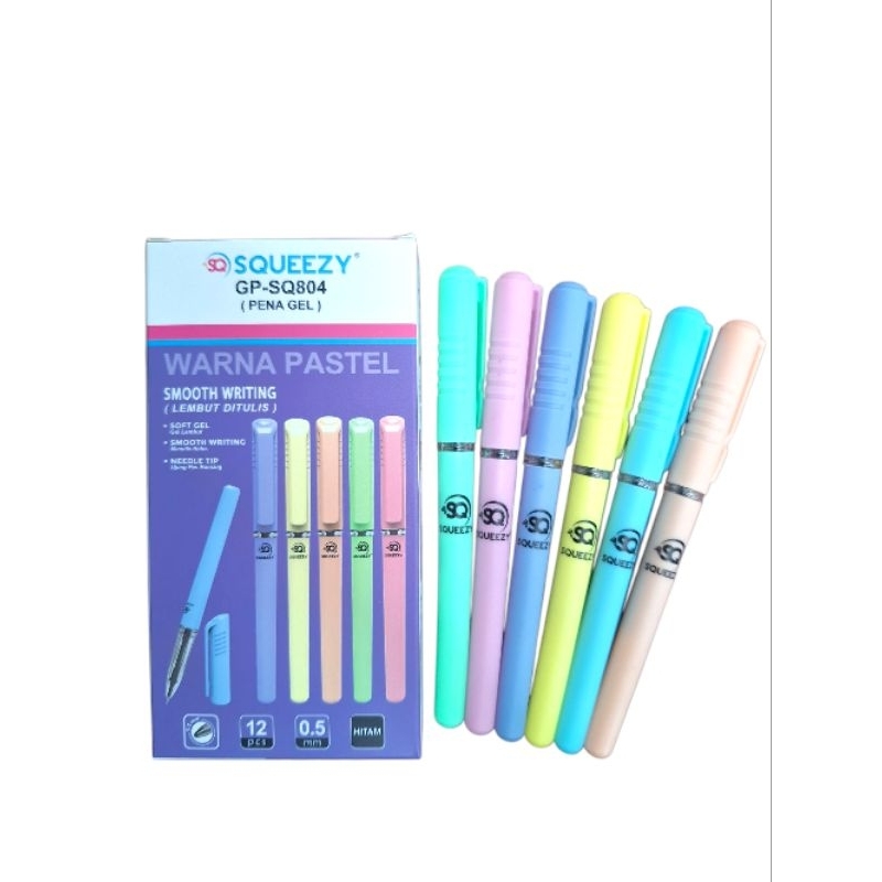 

Pulpen Gel SQUEEZY-804 Warna Pastel//Pen Cair/Pulpen Basah Hitam