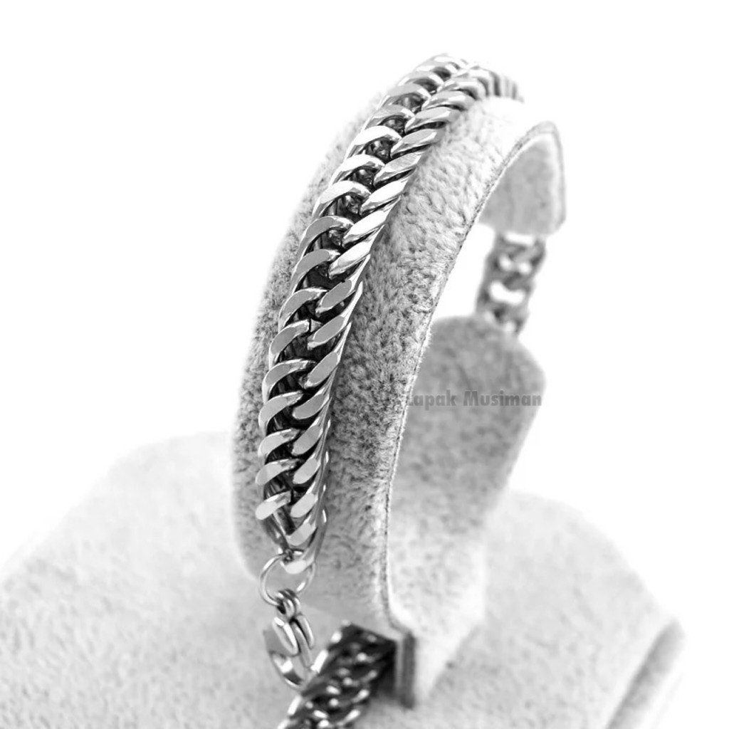 Gelang Tangan Titanium Pria Wanita - Gelang Rantai Titanium - Gelang Baja Titanium Pria