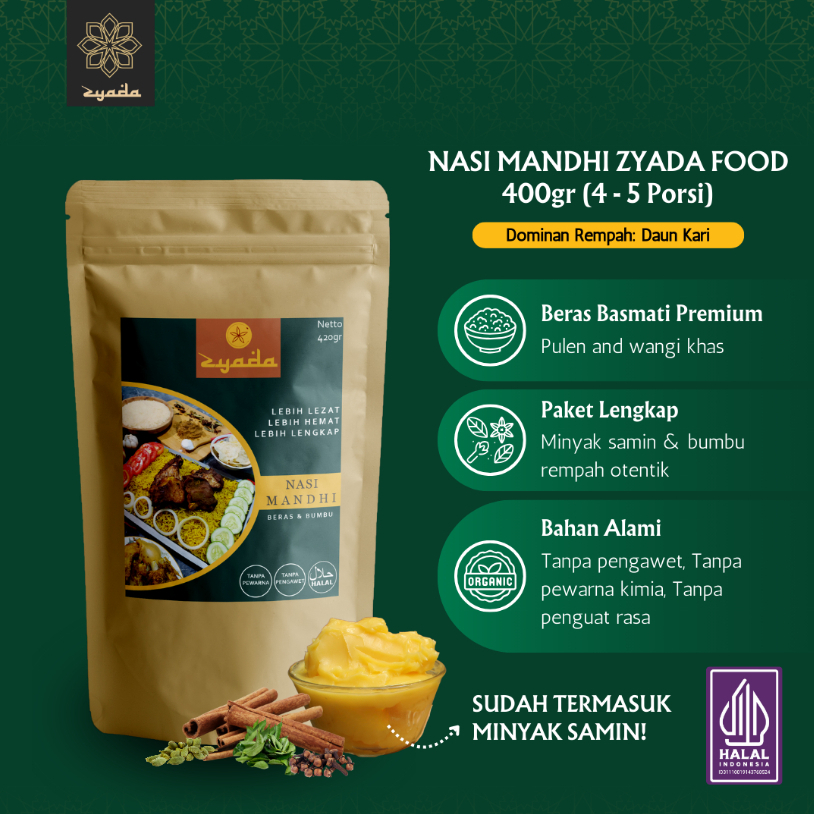 

LE ZYADA Nasi Mandhi Instan Beras Bumbu Minyak Samin 400gr (4-5 Porsi)