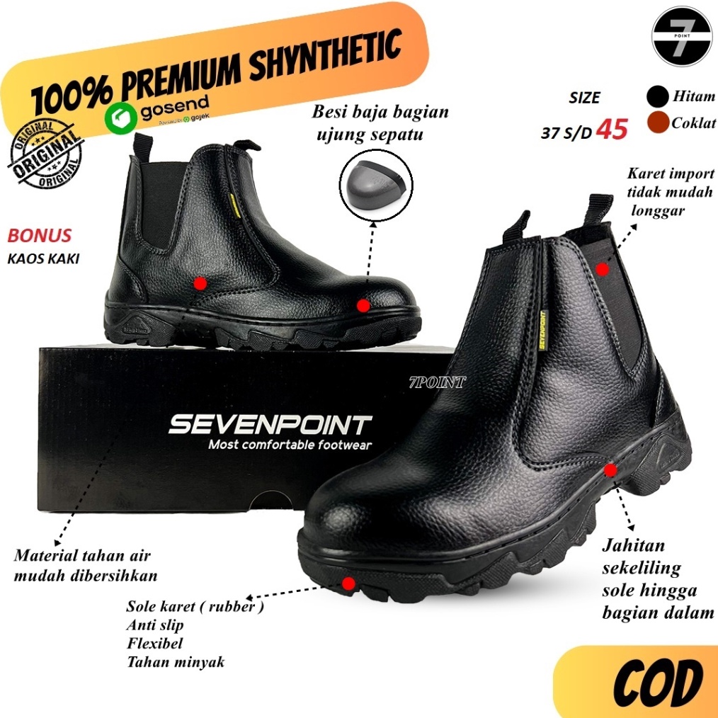 KODE K2T Sepatu Safety Boots Original Pria Wanita Ujung Besi Baja Sefty Shoes Septy Septi Slop Slip 