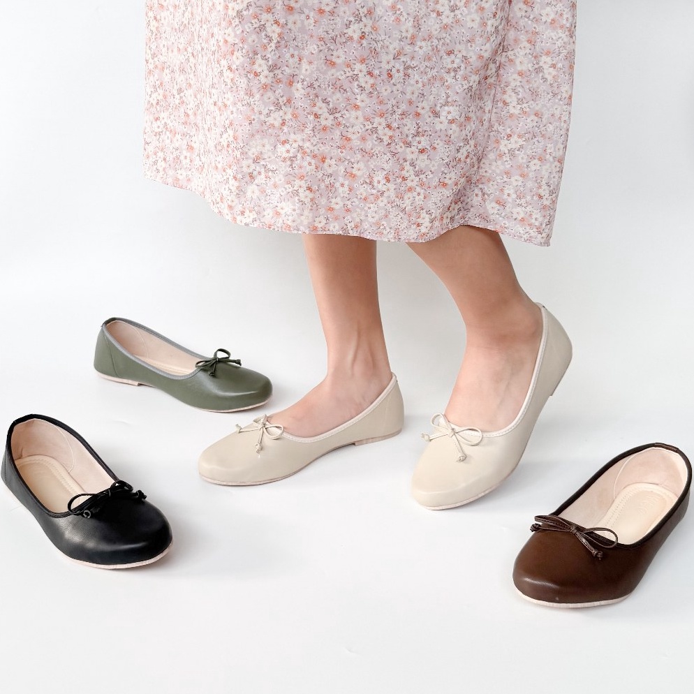 KODE H62V WG  Vania Sepatu Flat Wanita Kulit Sintetis Anti Slip