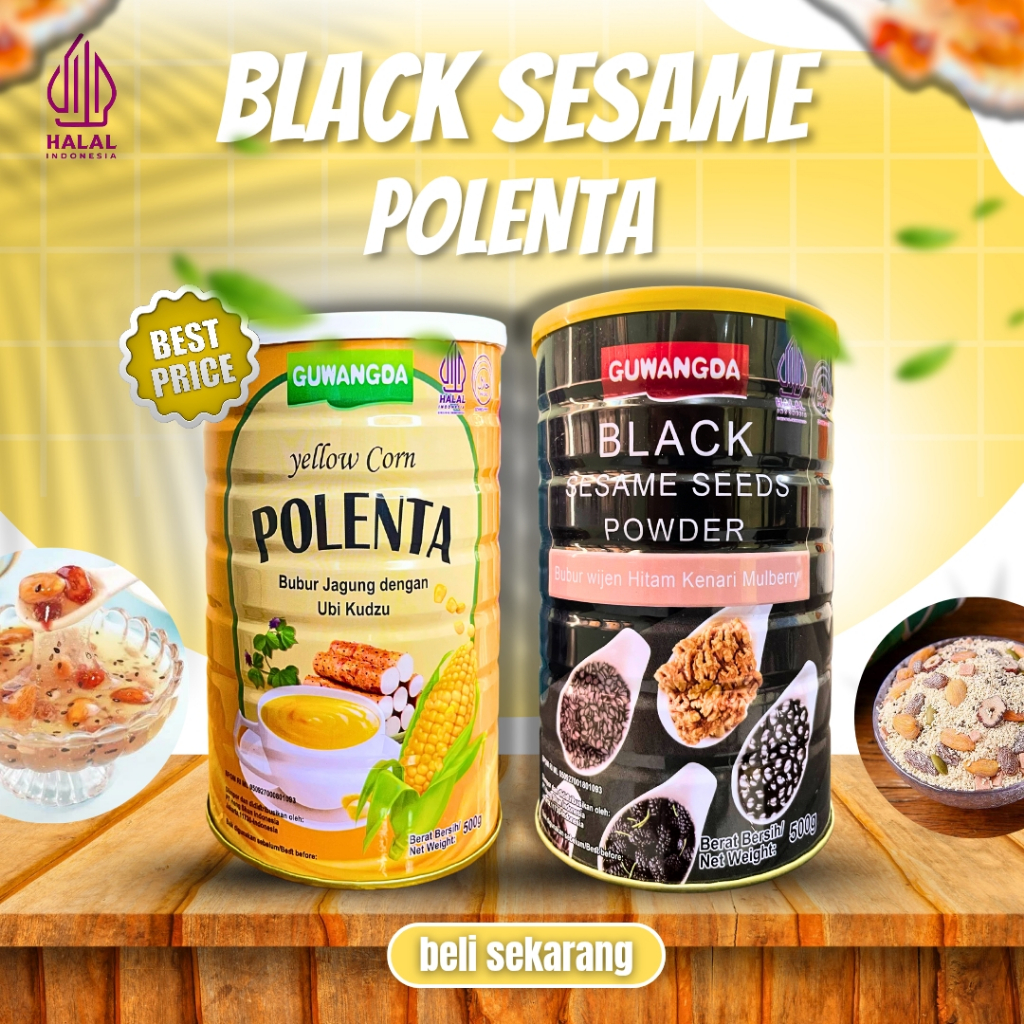 

LE Oufen Bubur Black Sesame yellow Corn Polenta Bubur Jagung Dengan Ubi Kudzu Makanan Instant 500Gr