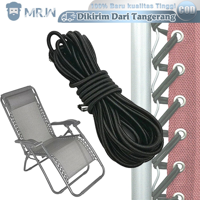 Tali Kursi Elastis 4pcs Tali Kursi Lipat Tali Kursi Taman Elastis Pengganti Hitam