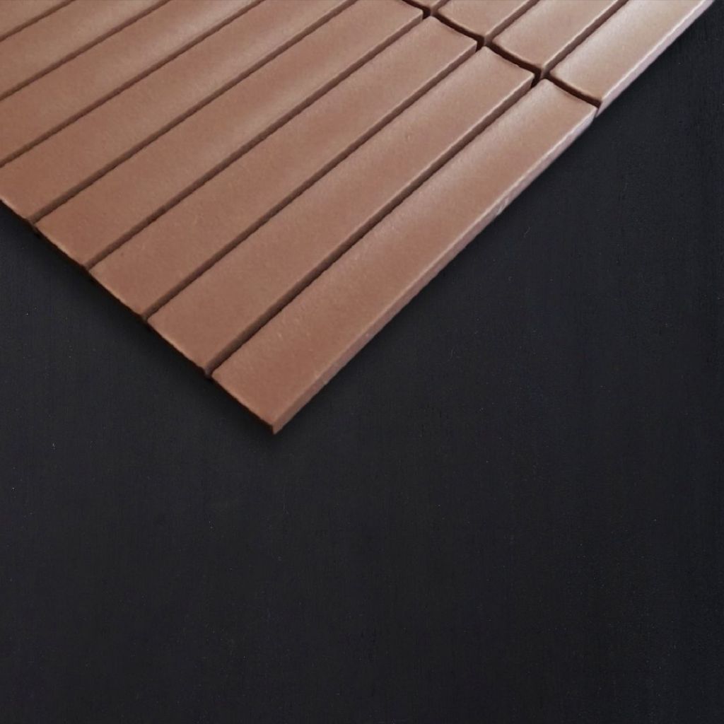 Mosaic Singres Fuji Terra Brown Embossed - Mosaic Dinding Dapur - Mosaic Dinding Interior Estetik