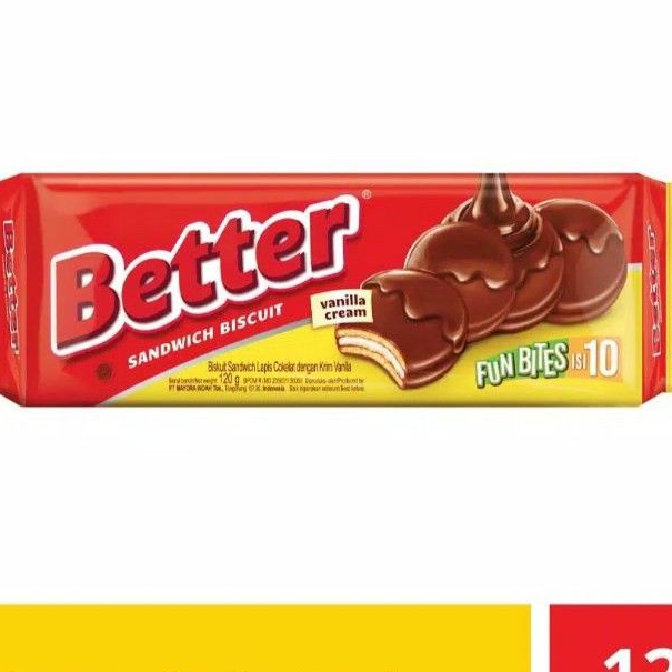 

Better fun bites isi 10 sandwich biskuit coklat vanila 100 gram
