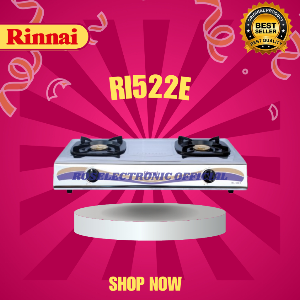 Rinnai Kompor Gas 2 Tungku model RI 522 E Original Termurah/RI522E/RI 522E/RI-522-E/RI-522E/RI 522 E