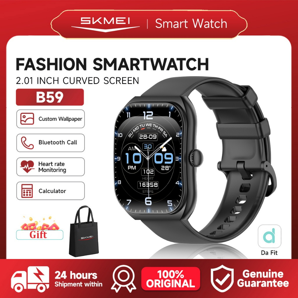 SKMEI B59 Smart Watch 2.01-inch TFT Curved Screen Custom Wallpaper Bluetooth Call Jam Tangan Pria Sp
