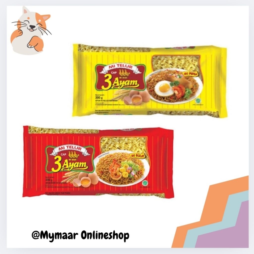 

MIE TELUR CAP 3 AYAM KEMASAN 200GR