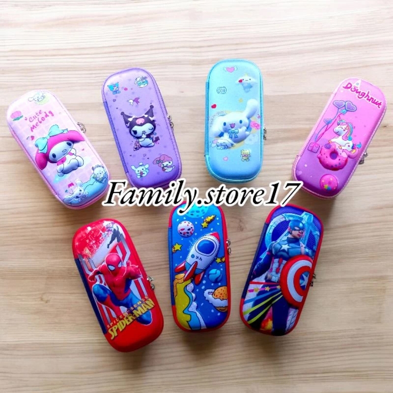 

kotak pensil 3D karakter sanrio/roket/captain/dll