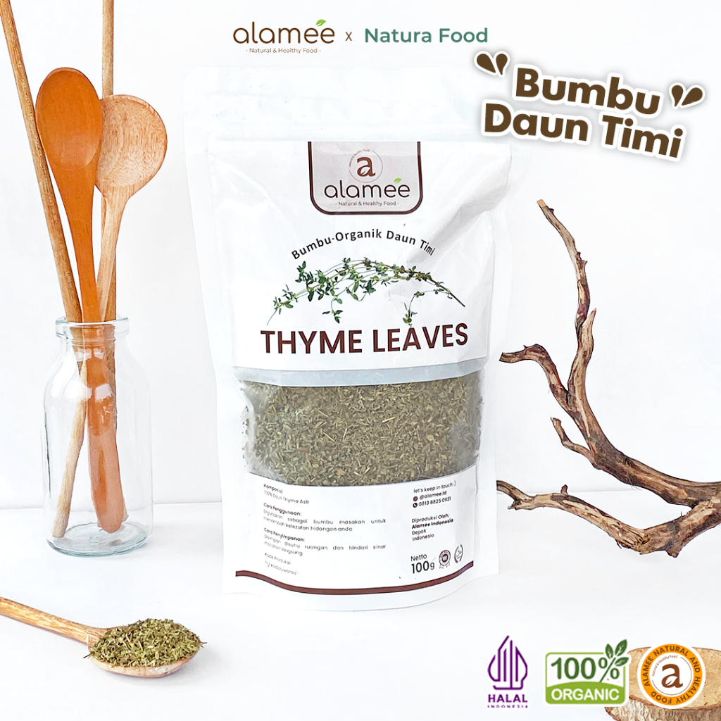 

ALAMEE Thyme Kering Organik Daun Timi Bumbu Dapur Garnish Dried Leaves Murni Asli Seasoning 100 Gram
