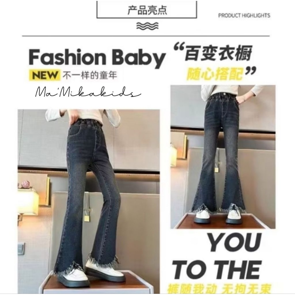 Celana Jeans Cutbray Rawis BKK Import Anak Perempuan