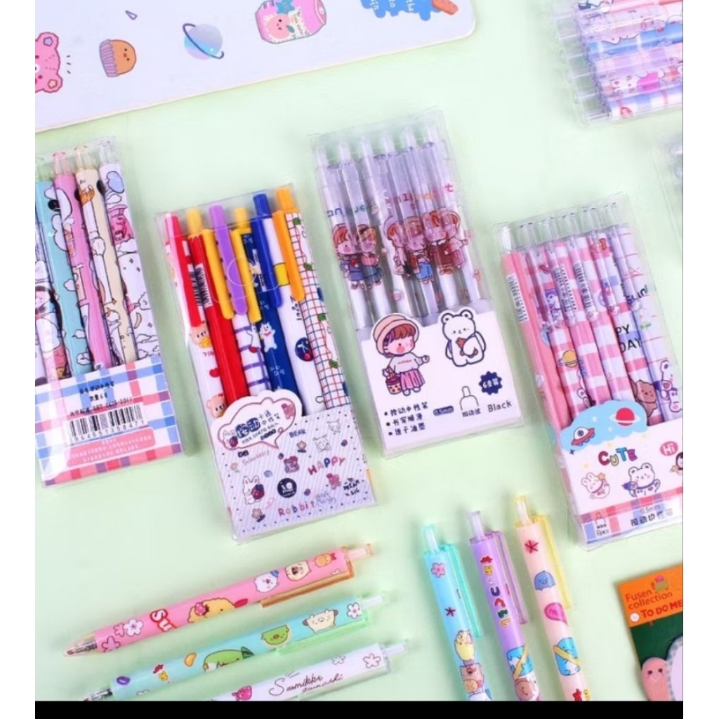 

Pulpen Gel 0.5mm 6Pcs Pen Bolpoin Tinta Gel Cair Model Cetekan Isi 6 Pcs Pena