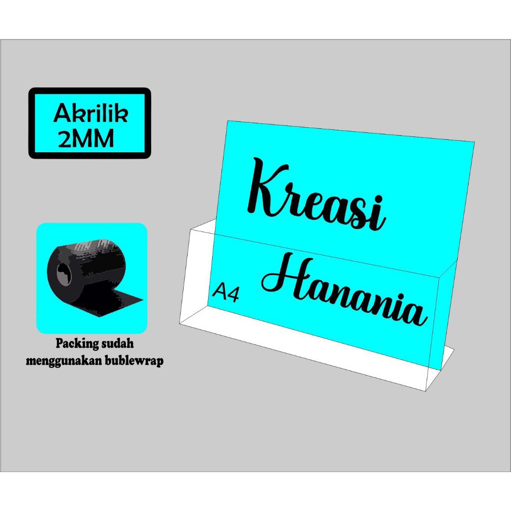 

Tempat / holder brosur akrilik ukuran A4 model horizontal tanpa sekat