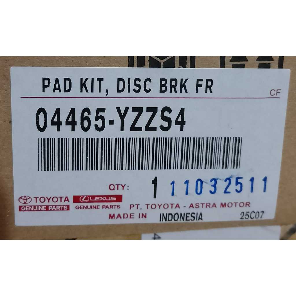 Kampas Rem Depan Agya Ayla Manual / 04465-YZZS4