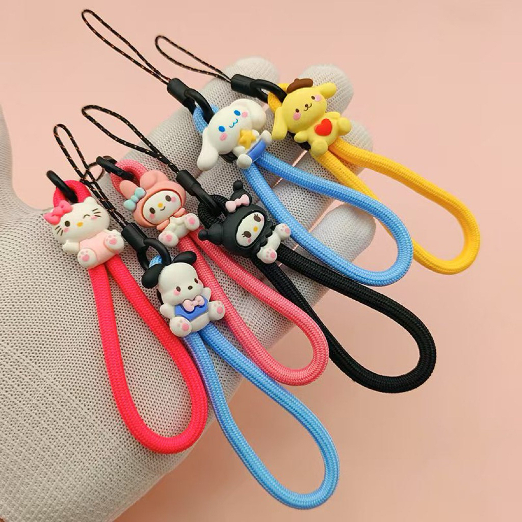 Strap handphone san*rio/ Lanyard hp/ gantungan tali hp melody cinamoroll hellokitty pompompurin poch