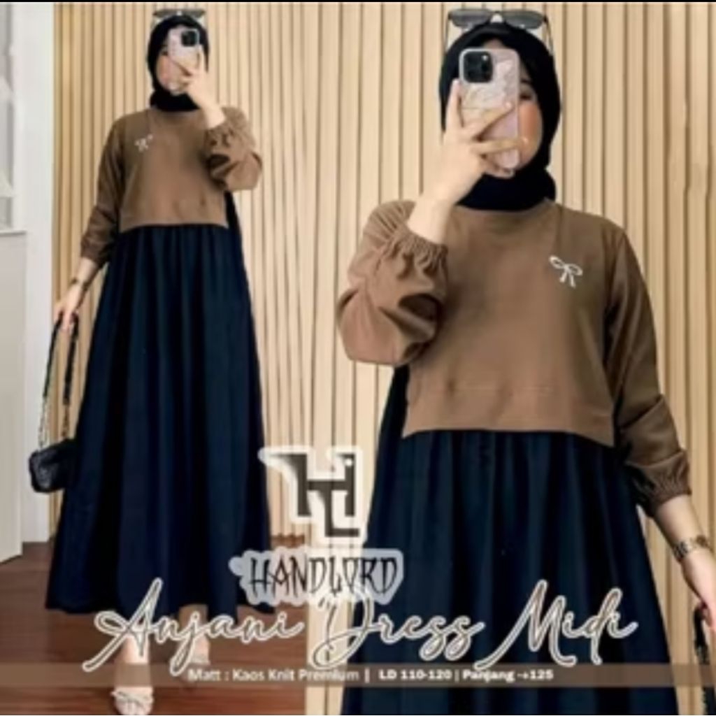 [COD]GAMIS/ABAYA/DRESS//ANJANI MIDI PREMIUM KEKINIAN BORDIR VIRAL 2025 TERLARIS