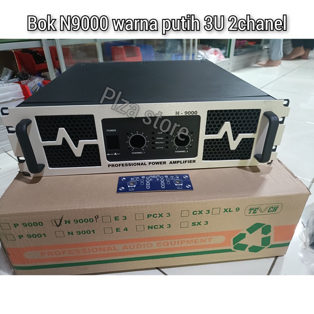 Box power amplifier N9000 putih 2chanel 3U bahan plat besi tebal cat powder coating anti gores model