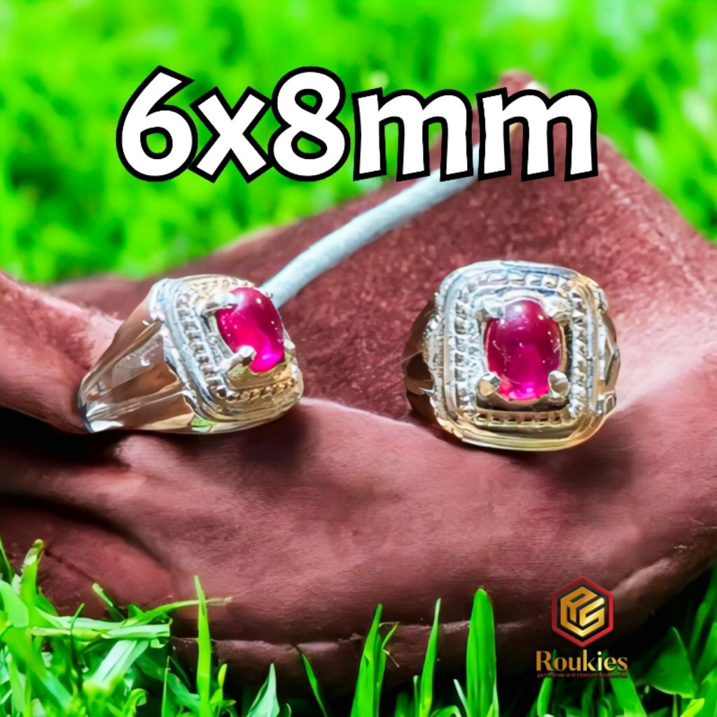 Cincin Batu Siam Bangkok Ring Alpaka Ukuran Mini 6x8mm