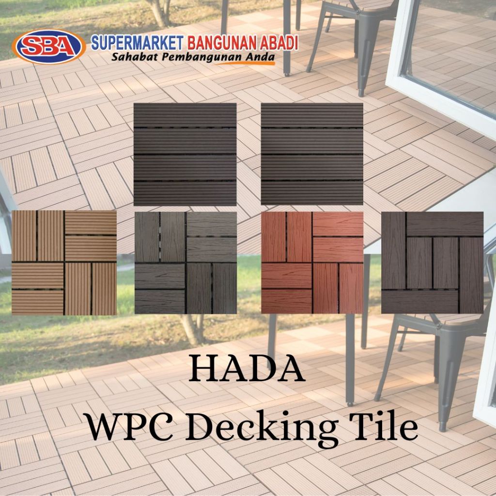 WPC Decking Tile / Lantai Decking Kayu / Decking WPC Outdoor Hada