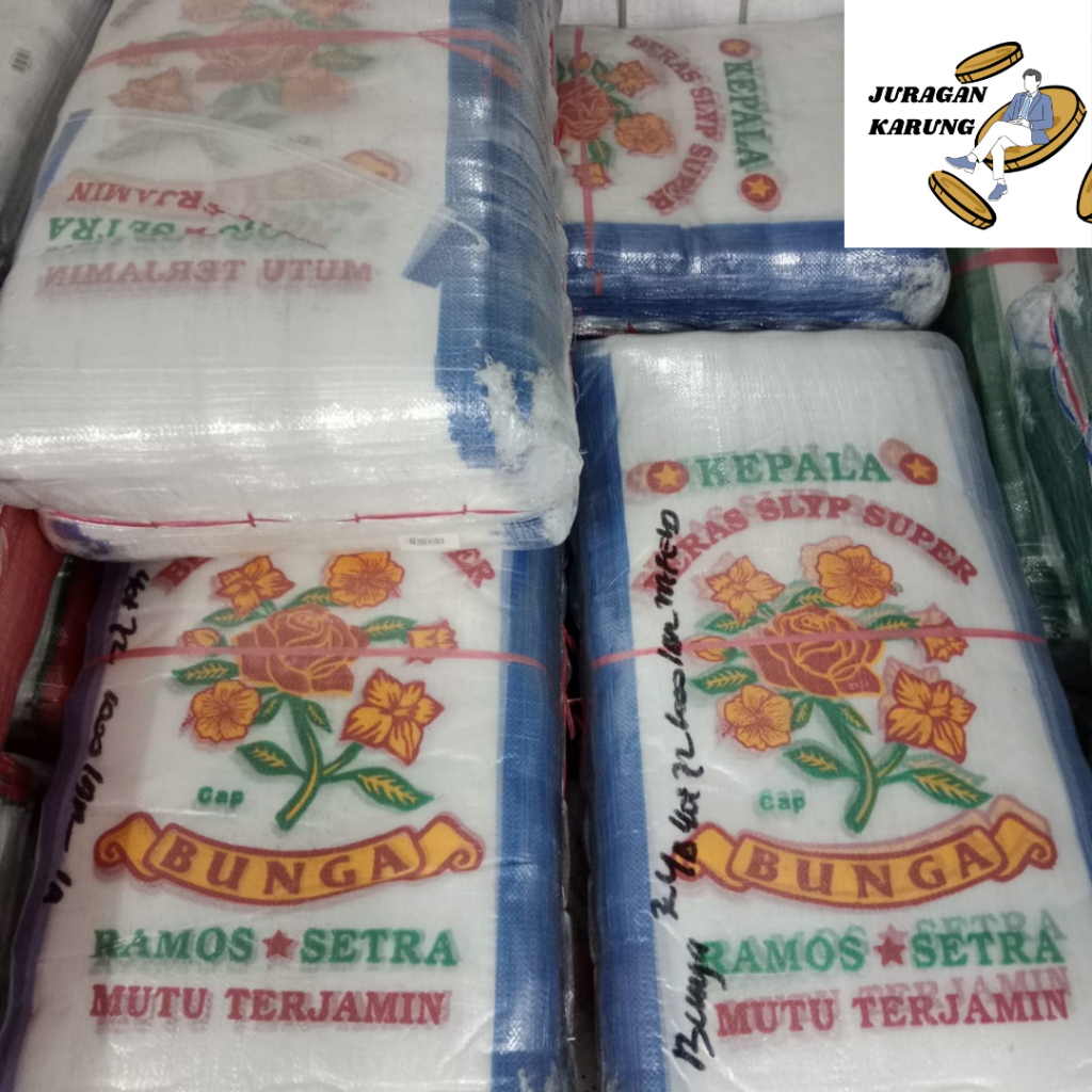 

Karung Transparan Printing Bunga Ramos Setra Bunga Printing Karung Beras List Biru Beras Super Beras Premium