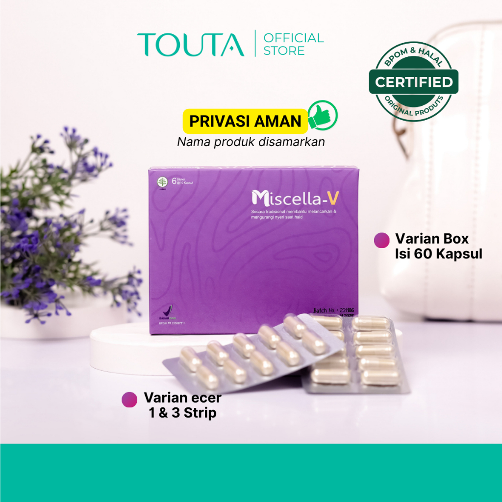 MISCELLA-G Miscella-V Jamu Kapsul Herbal Lancar Siklus Wanita & Nyeri Menstruasi Keputihan