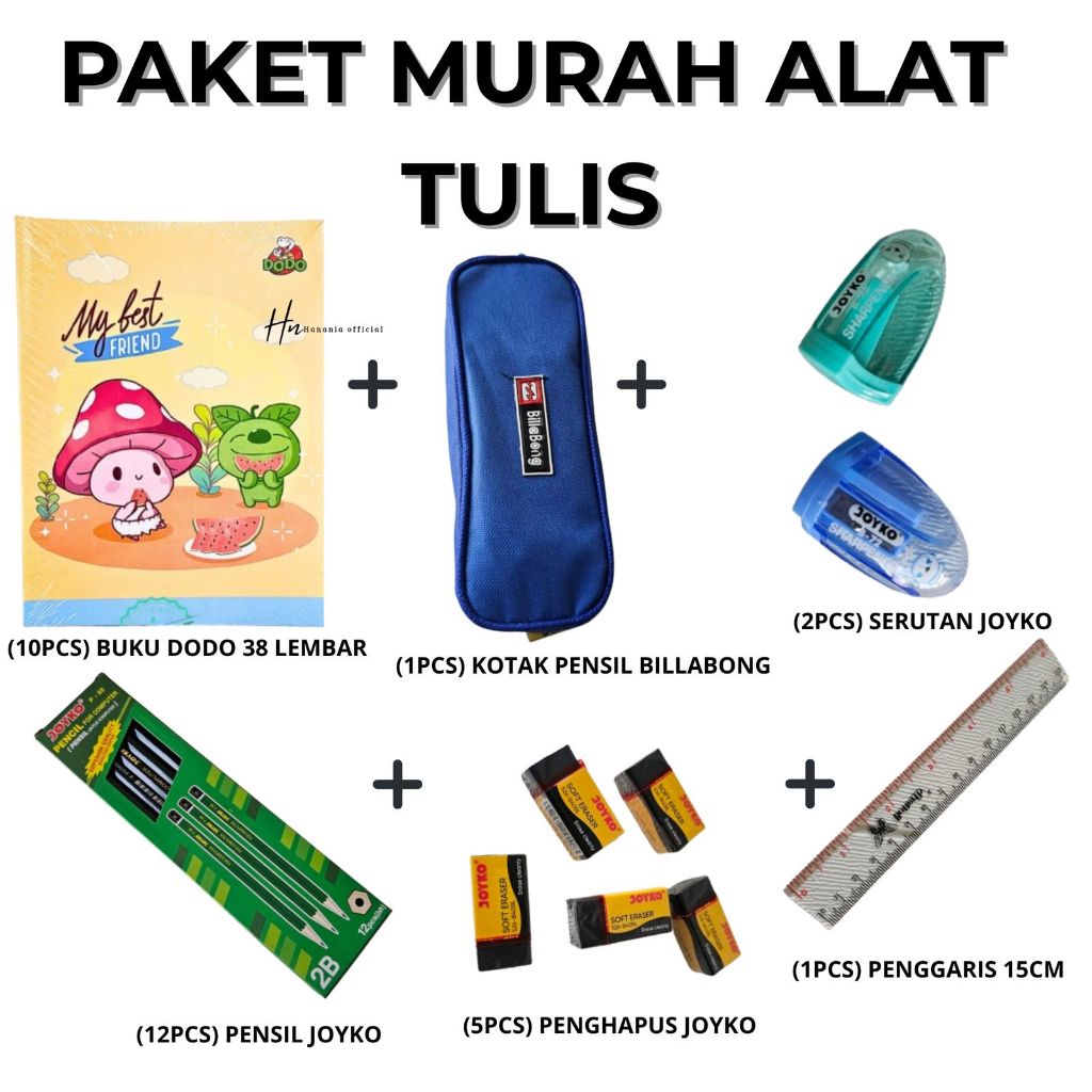 

1 SET PAKET ALAT TULIS LENGKAP/ALAT TULIS 6 IN 1/1 SET ALAT TULIS MURAH/UKURAN KWARTO/PENDEK