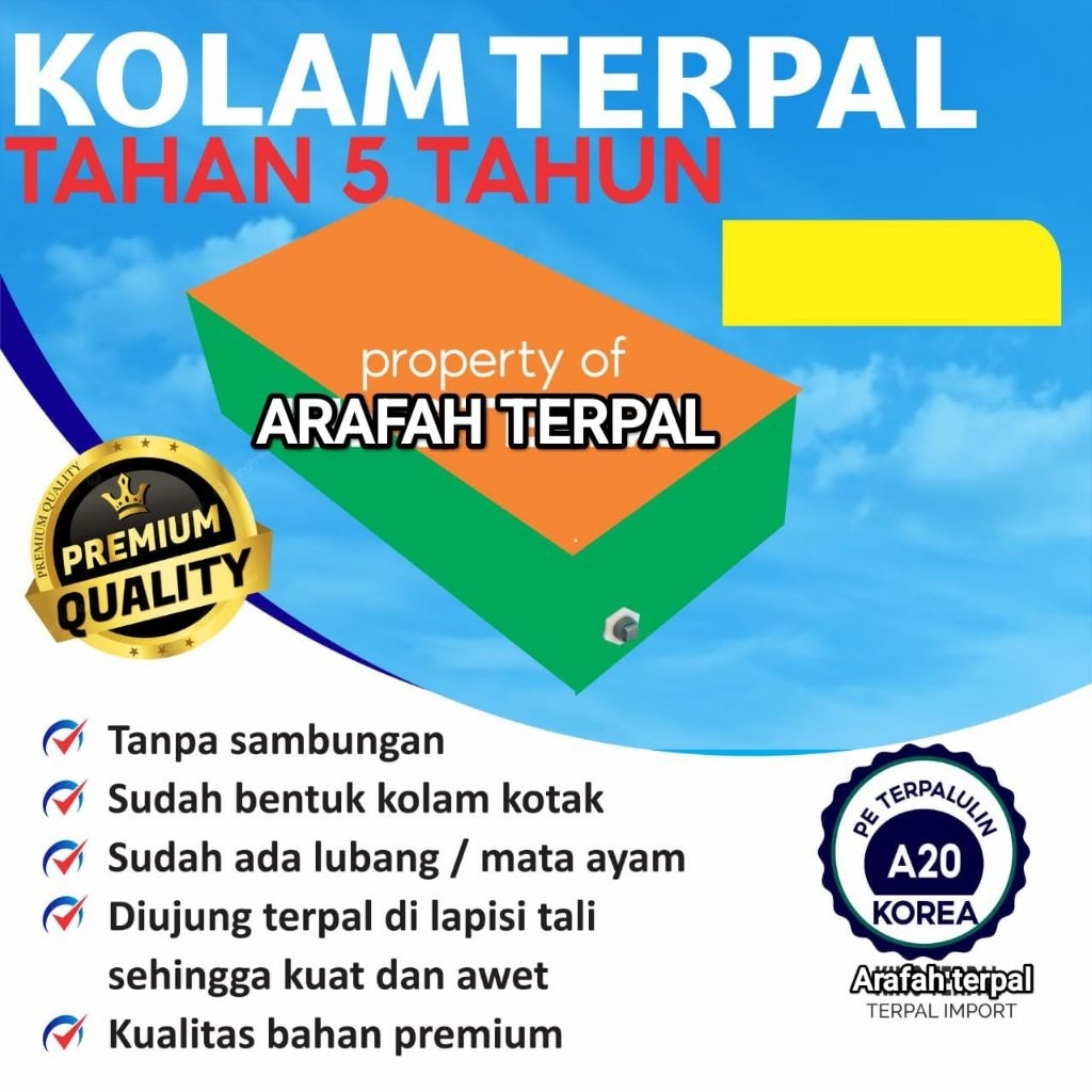 kolam terpal ikan A20 400x150x60 / 4x1,5x0,6 buat budidaya ikan